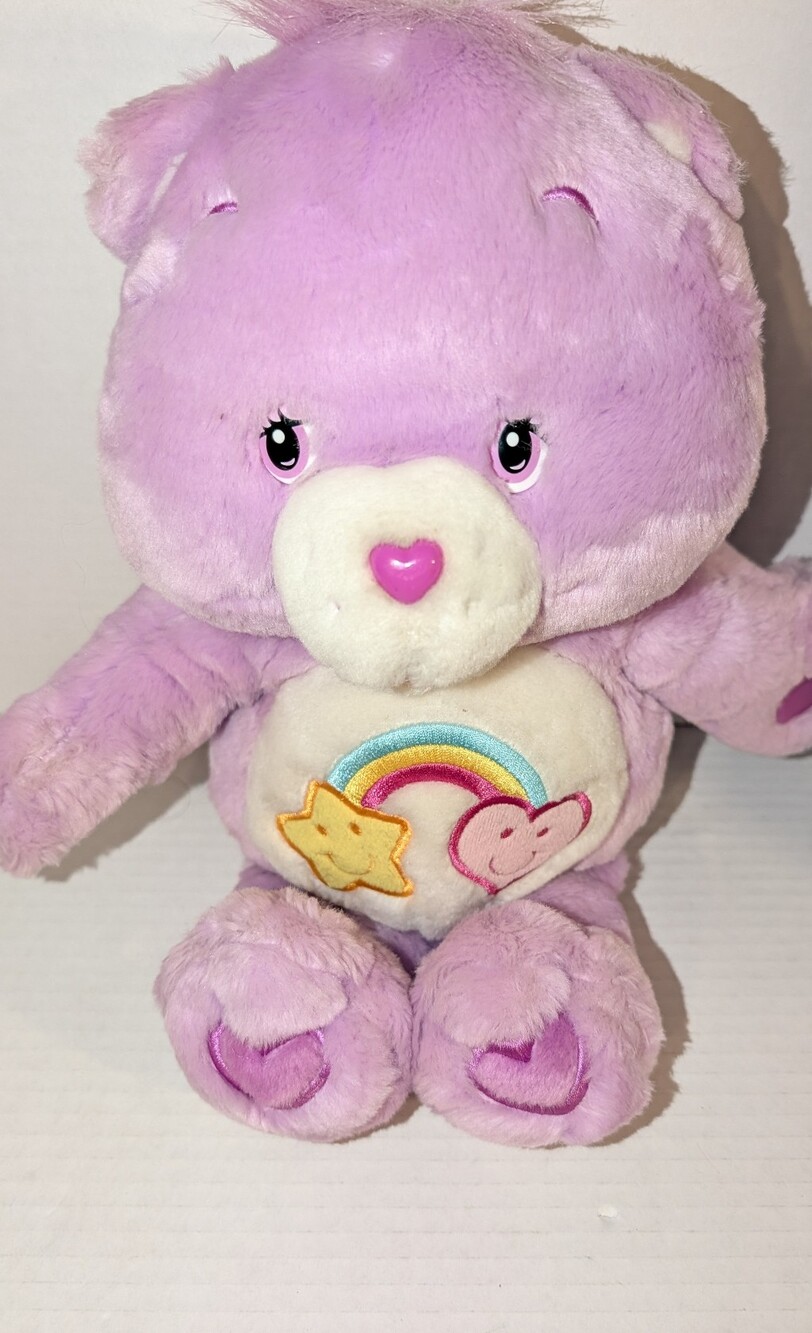 2004 Care Bears Talking Best Friend 13" Play Along Purple Plush Rainbow WORKS